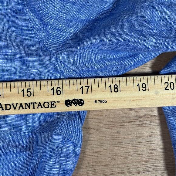 J.Crew Size 0 Perfect Solid Blue Linen Long Sleeve Button-Up Lightweight Shirt - Picture 4 of 6